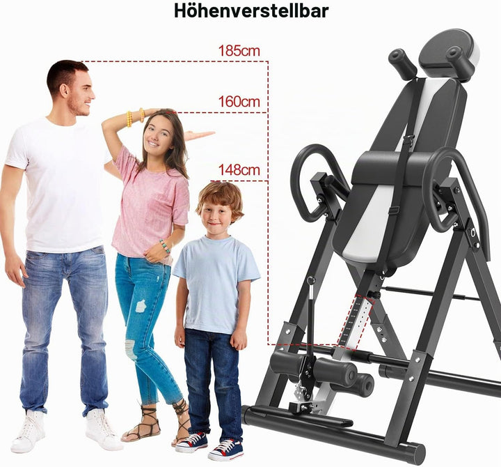 DnKelar Inversionsbank, klappbarer Schwerkrafttrainer, Inversion Table mit 3 Inversionswinkel, Strec