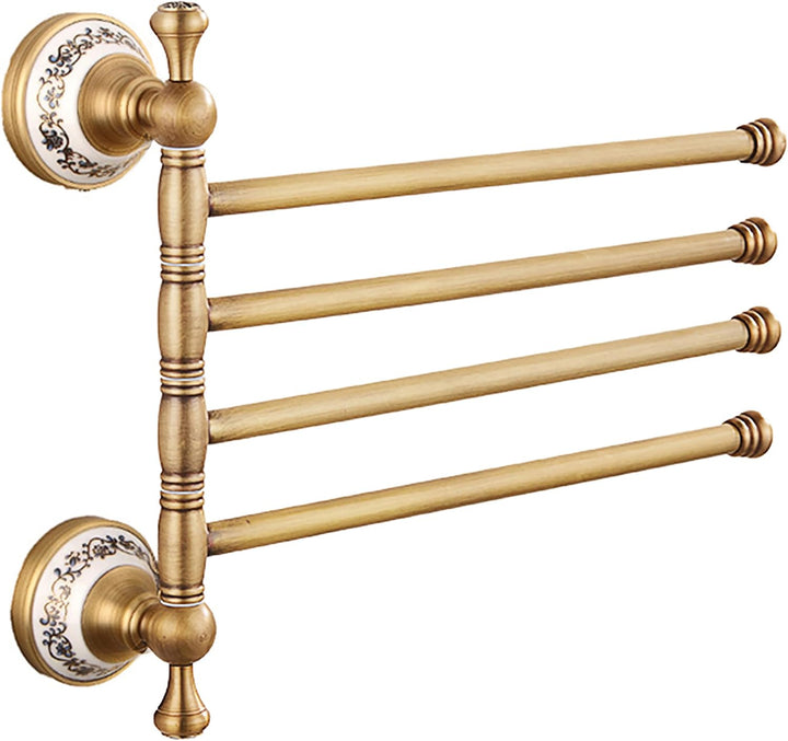 Swivel Towel Rack for Bathroom, Antique Bronze Folding 4 Arms Hand Towel Bars Towel Hanger for Laund