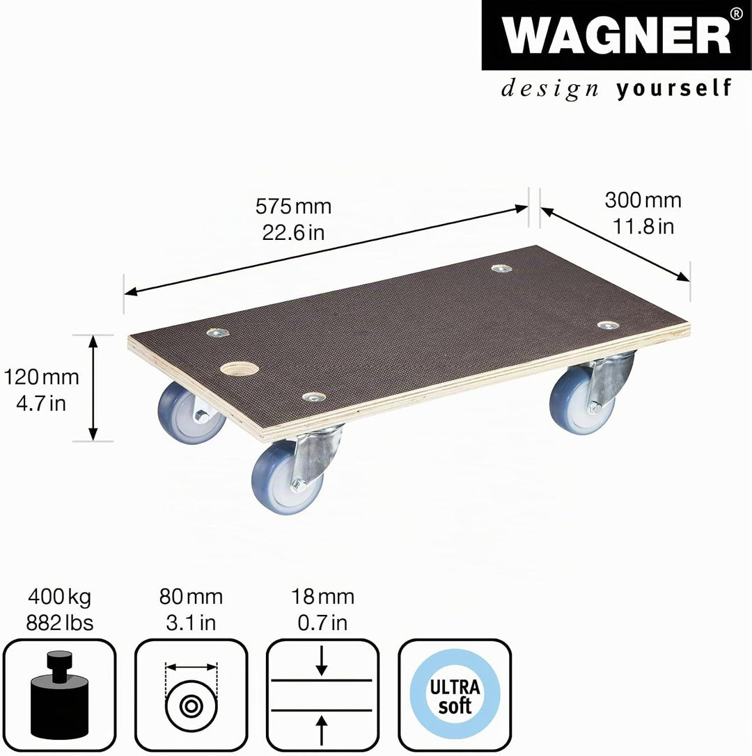 Wagner Transporthilfe MM 1085 I 57,5 x 30 x 12 cm - Tragkraft 400 kg - für schwer beladene Kisten, G