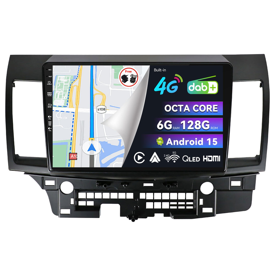 Eingebaut 4G LTE &amp; DAB | Android 15 QLED Autoradio für Mitsubishi Lancer (2010-2016)| 6G+128G | Carp