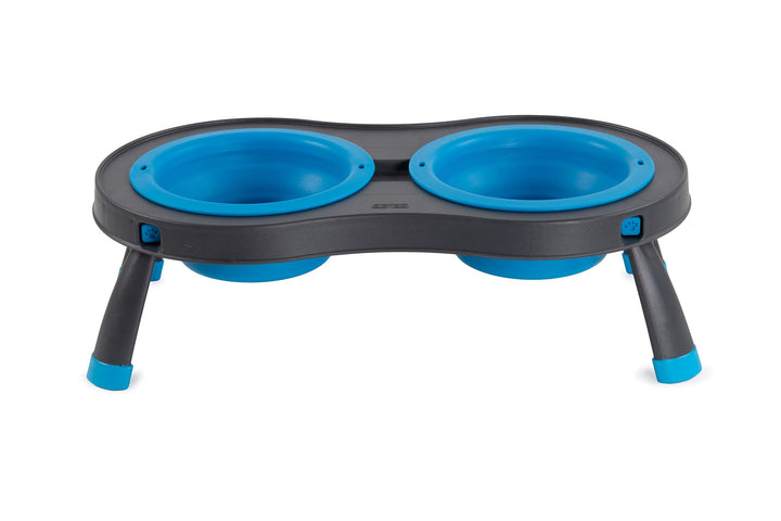 Dexas Pets PW1104322194 Doppelerhöhter Futterspender für 2,5 Tassen, Blau Large/2.5 Cup Capacity Bow