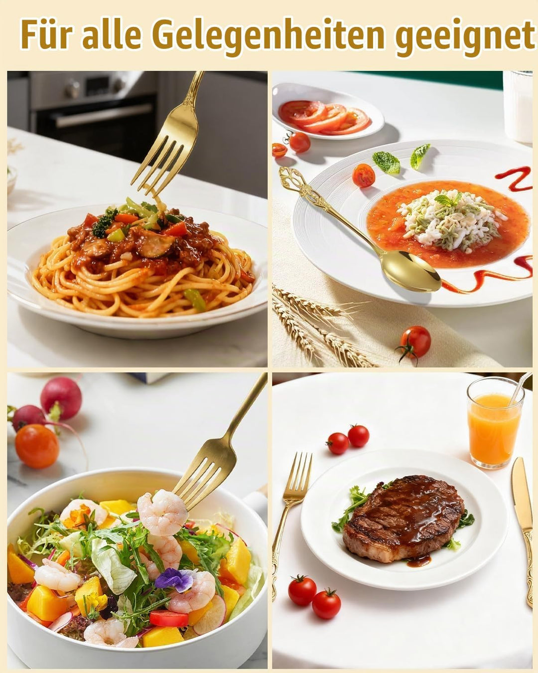 Besteck Set, 40-teilig Besteckset für 8 Personen, Edelstahl Poliert Essbesteck, Elegantes Besteck mi