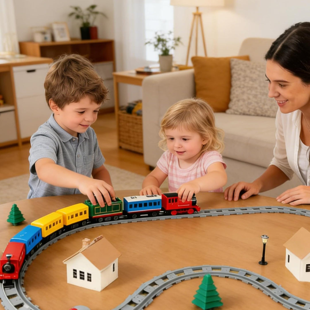 32 Stück Bausteine Zug Schienen Set, Spielzeug Eisenbahnschienen, City Zug Schienen Set mit Cross Tr