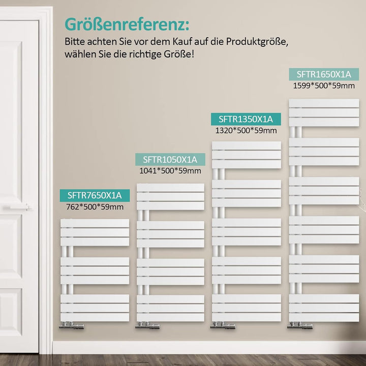 EMKE Badheizkörper Flach 1041x600 mm, Handtuchheizkörper mit Seitenanschluss, Effizienter Handtuchwä
