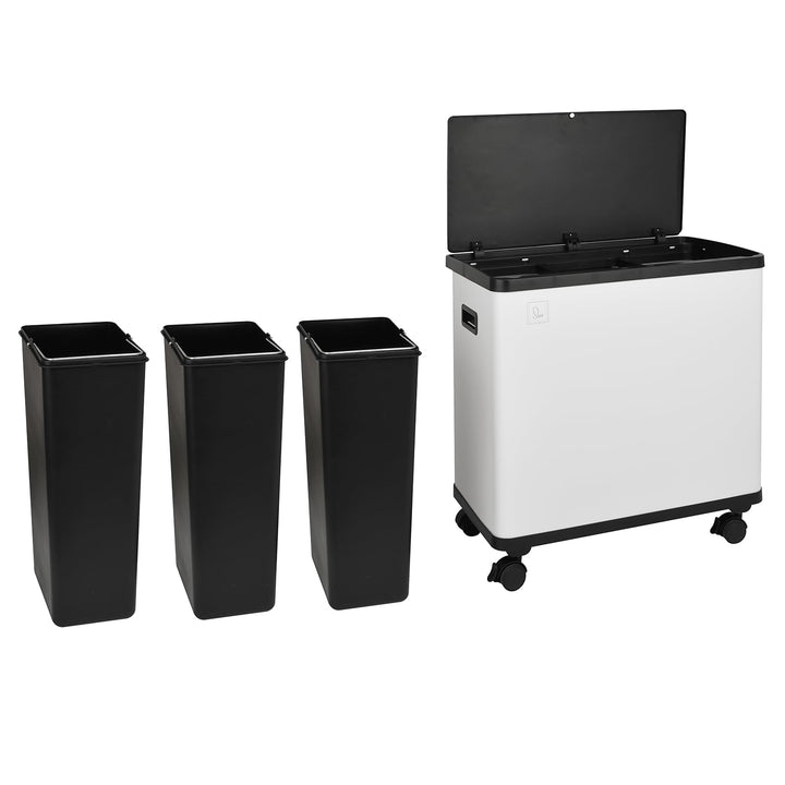 SVITA SR3X18 54L Sensor-Mülleimer 3 Fächer Mülltrennsystem Abfalleimer Stahl Weiss SR3X18 (54L) Weis