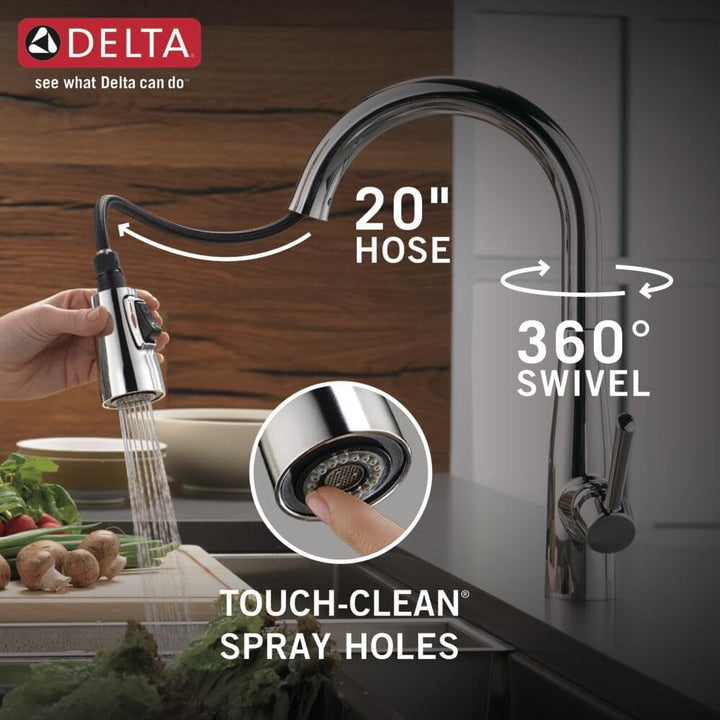 Delta Wasserhahn Essa Single Griff Pull-Down-Küchenarmatur mit magnetischem Docking Chrome Standard,