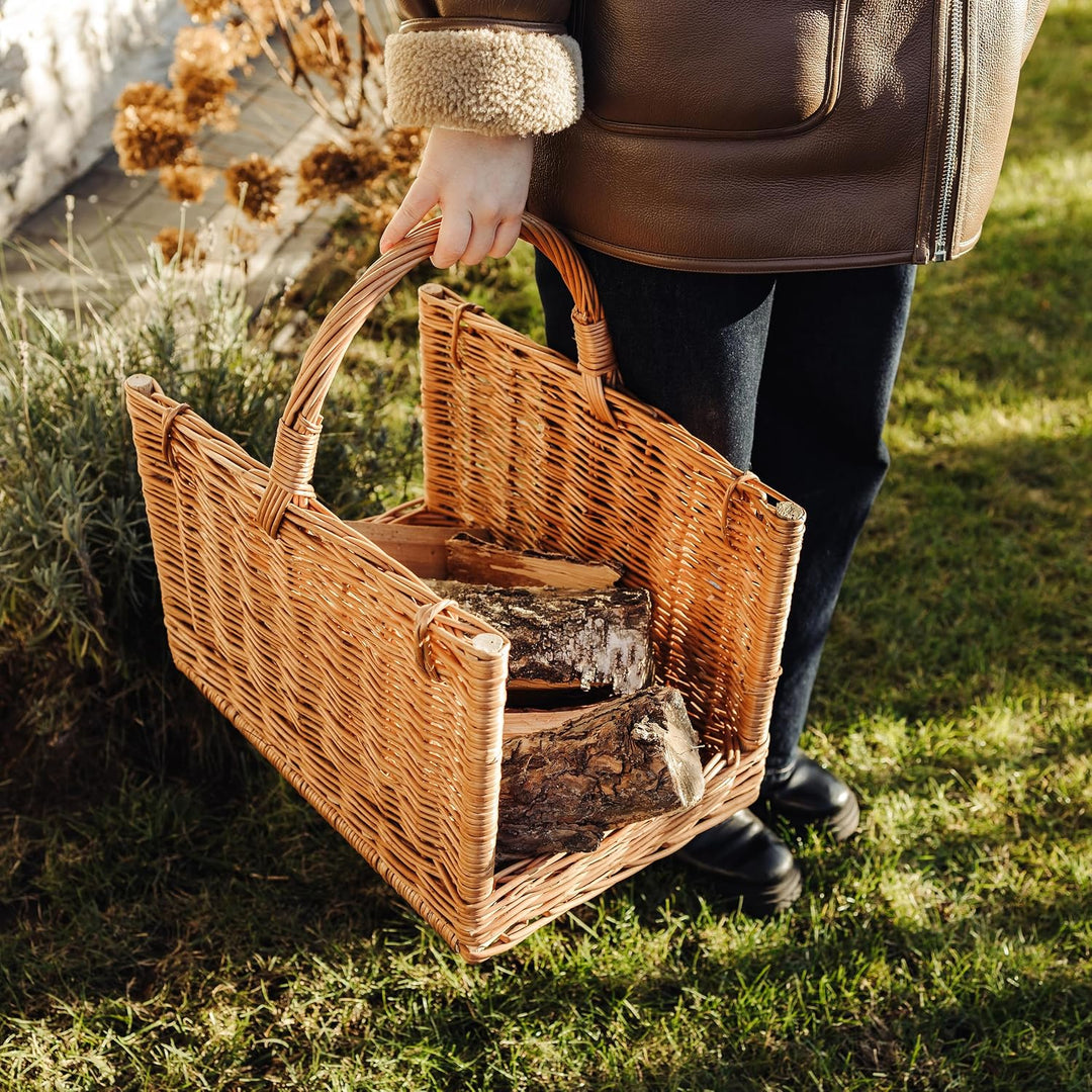 Creative Home Gross Kaminkorb Holzkorb Kaminholzkorb Rattan | 45 x 30 x 47 cm | Aufbewahrung Rechtec