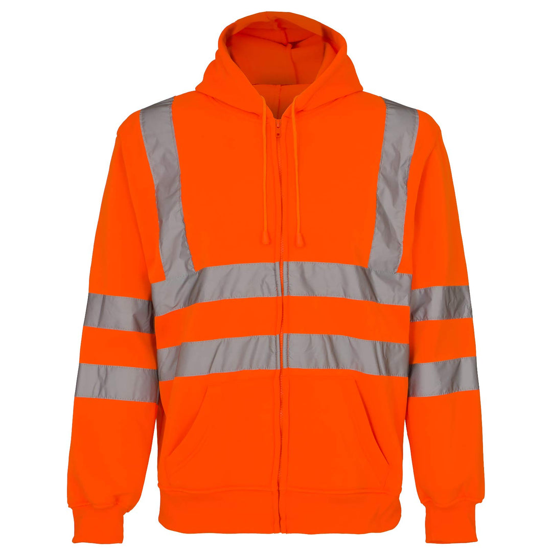URG Pullover Warnschutzpullover Pulli Warnschutz Sweatshirt Orange Kaputze (Merk-P) L Orange, L Oran