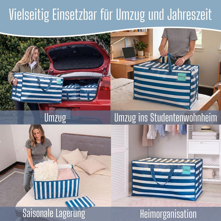 VENO Extra grosse, robuste Umzugstaschen mit breiter Öffnung und verstärkten Griffen, wiederverwendb
