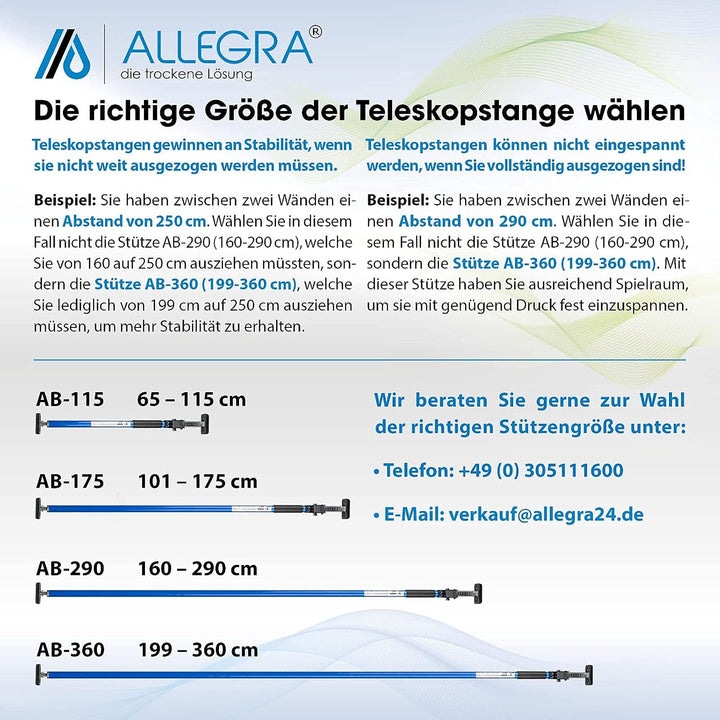 ALLEGRA Klemmstange Ladungssicherung 160–290 cm – Verstellbare Transportsicherung für PKW, Transport