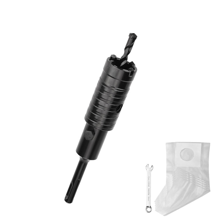 30MM Bohrkrone (XXL-Zähne) schwarz set mit 110mm SDS plus verlängerung und 4-Schneidigen Zentrierboh
