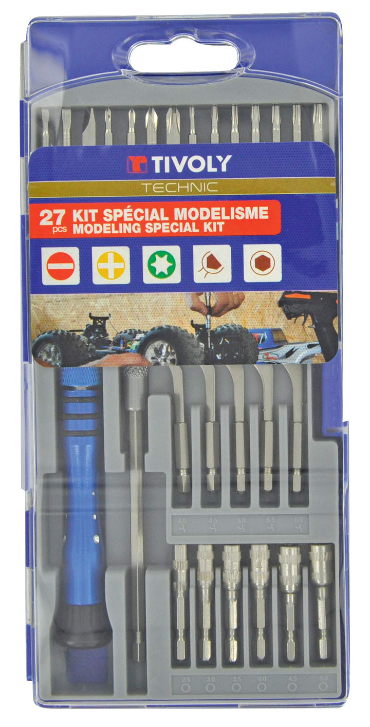 Timoly 11501570025 Set mit 27 Aufsätzen für Schrauben, Precision Hexa, 4 mm, Sets Schraubendreher