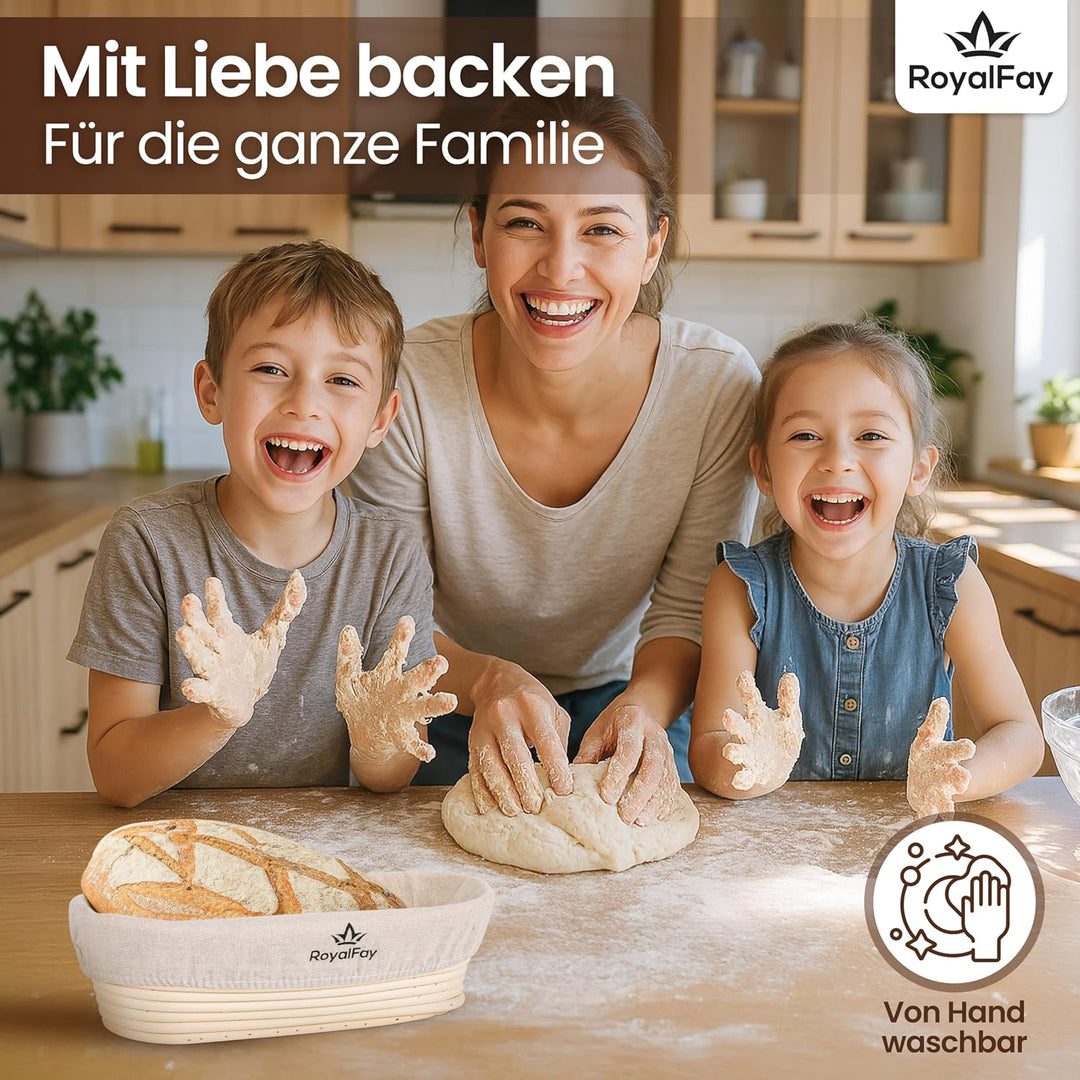 Gärkörbchen oval 28 cm – Brotform aus natürlichem, atmungsaktivem Rattan für 0,5 kg Teig – inklusive