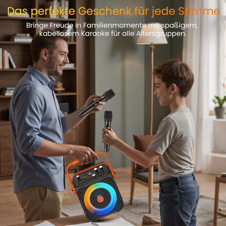 Karaoke Maschine Karaoke Anlage mit 2 Mikrofonen für Erwachsene &amp; Kinder Bluetooth Lautsprecher mit