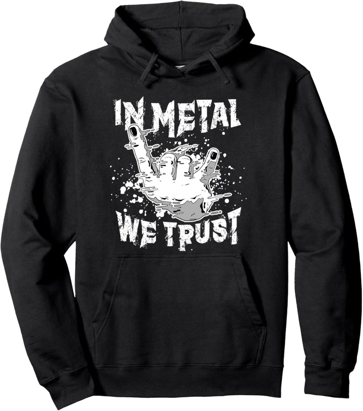 Heavy Metal In Metal We Trust Hard Rock Biker Rockabilly Pullover Hoodie
