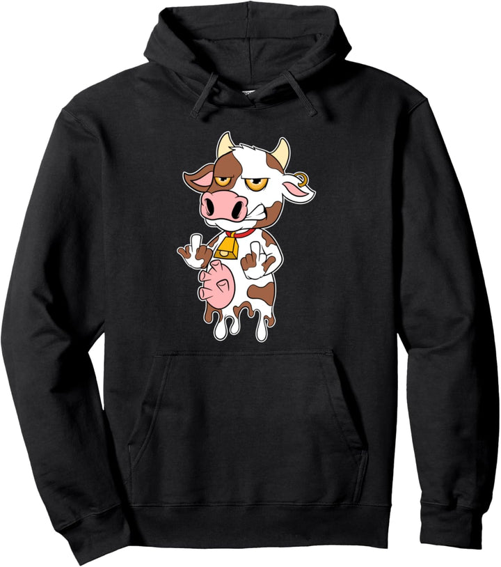 Lustiges Landwirt Kühe Design Kuh zeigt den Mittelfinger Kuh Pullover Hoodie