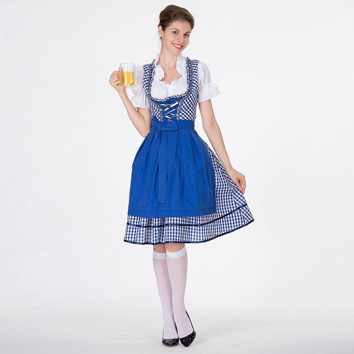 Generisch Damen Trachtenkleid Grün Trachtenrock Midi Samt Dirndlkleid Oktoberfest Outfit Damen Dirnd