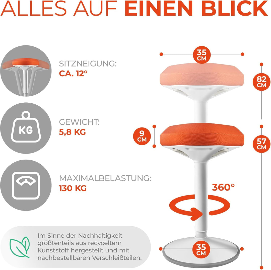 SMART-Sitzen: Bürohocker | Hocker | Sitzhocker ergonomisch für Arbeit &amp; Freizeit | Ergonomischer Hoc