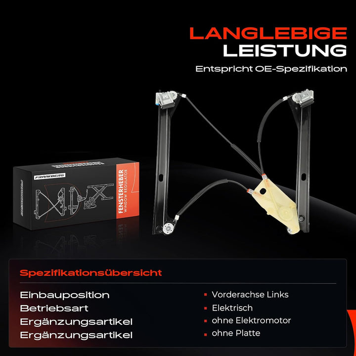 Frankberg Fensterheber Elektrisch Ohne Motor 4/5-Türer Vorne Links Kompatibel mit Polo 6R 6C Schrägh