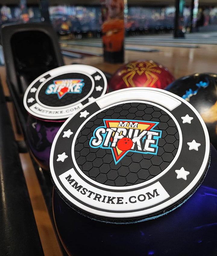 MMSTRIKE 2x Bowling Shammy Leather Replaceable Pads + Black&amp;White GripFlex Rubber Base Disc-Hook &amp; L