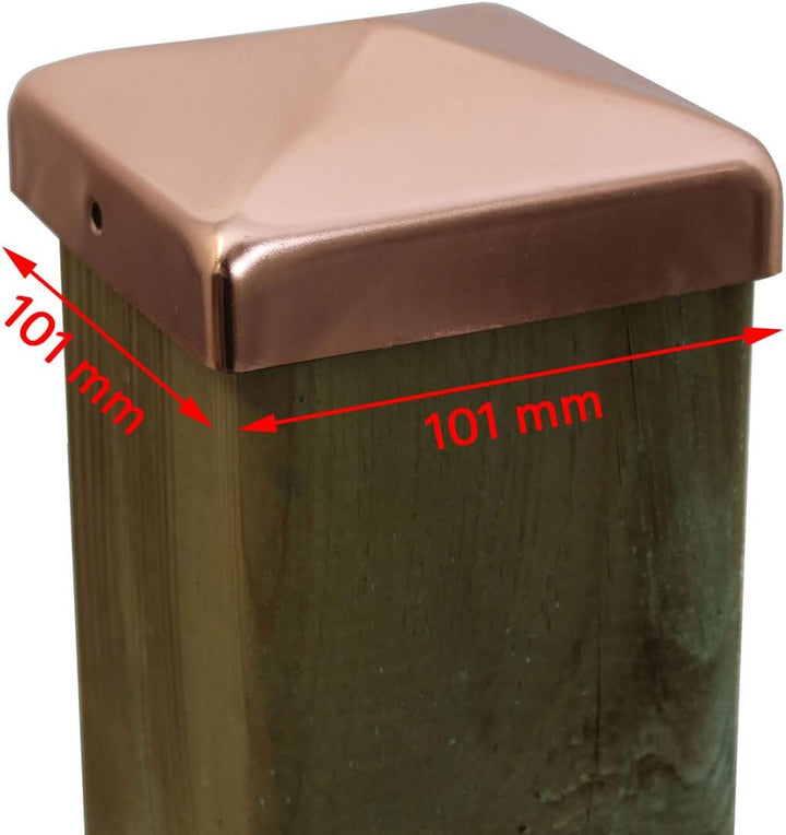 Baumarktplus 25 Stück Pfostenkappe Pyramide Kupfer 10x10 cm 101 x 101 mm Pyramide, 101 x 101 mm Pyra
