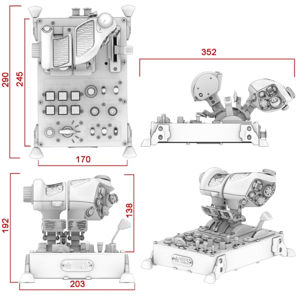 VIRPIL Controls VMAX Prime Throttle (Premium-Zweimotoriger Gashebel, Einstellbare Rastpunkte, Flugsi