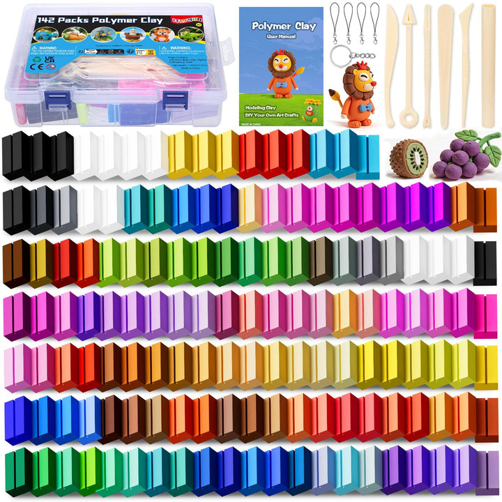 iFergoo Modelliermasse-Set, 142 Blöcke Polymer Clay mit 5 Knete Werkzeug 142 Farben, 142 Farben