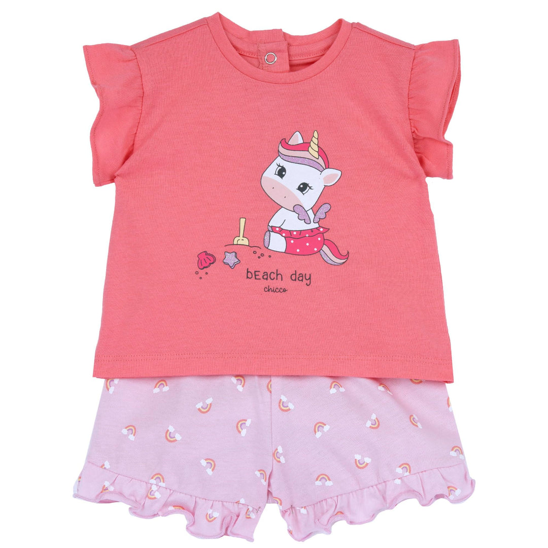 Chicco Baby - Mädchen Set mit T‑Shirt und Shorts Aus Weichem Stoff mit Einem Hübschen Kragen Verzier
