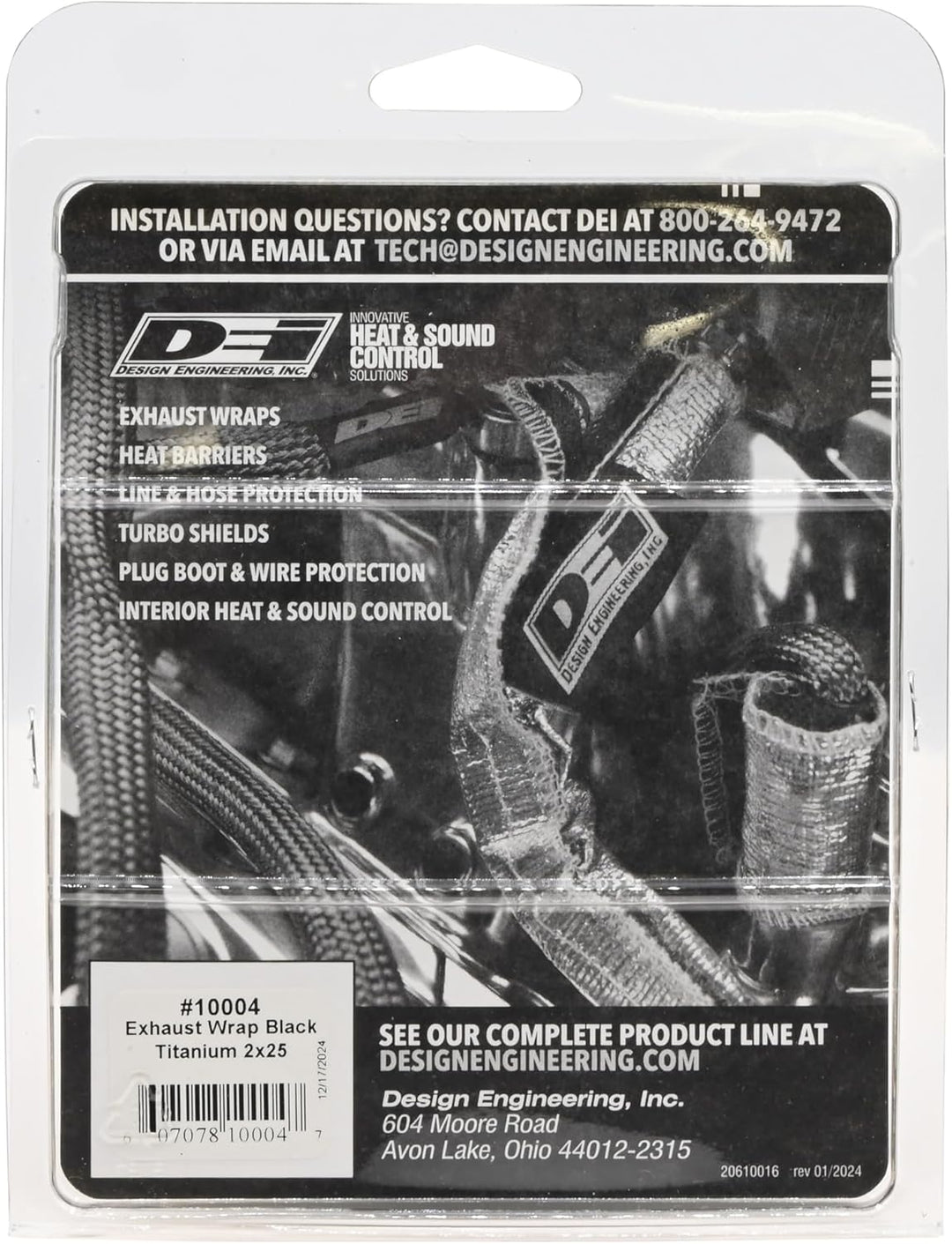 Design Engineering 10004 Auspuff-Wärmedämmung mit LR-Technologie, schwarz, 2" x 25&