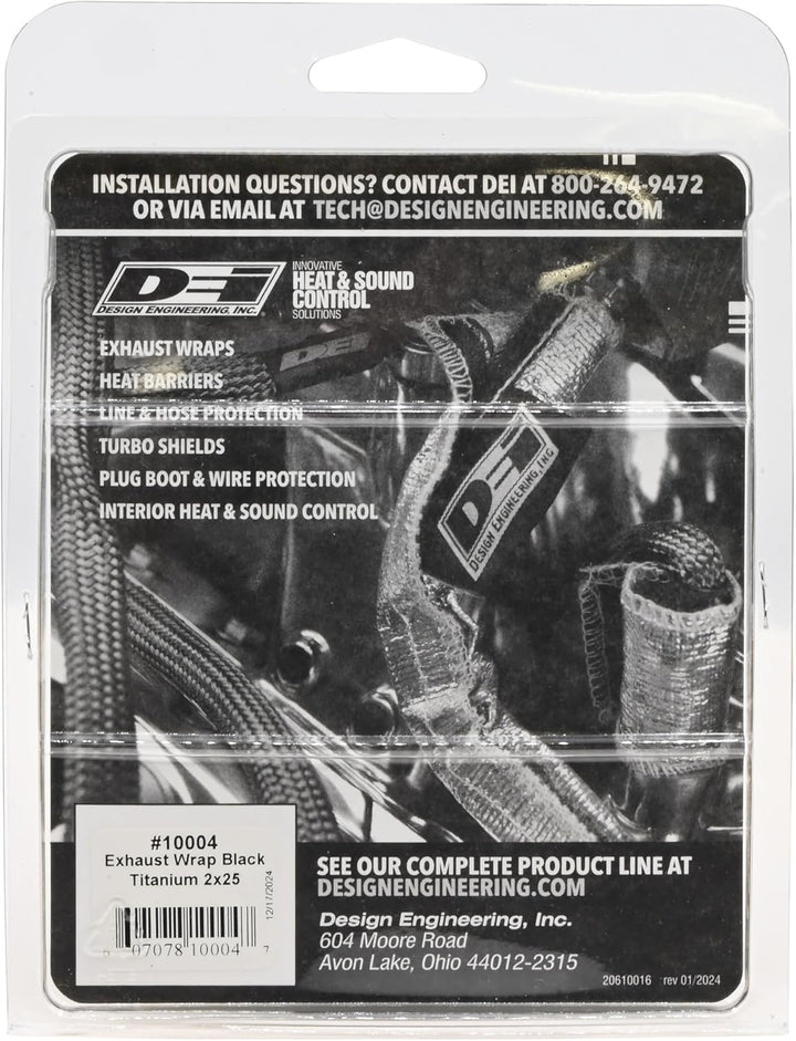 Design Engineering 10004 Auspuff-Wärmedämmung mit LR-Technologie, schwarz, 2" x 25&