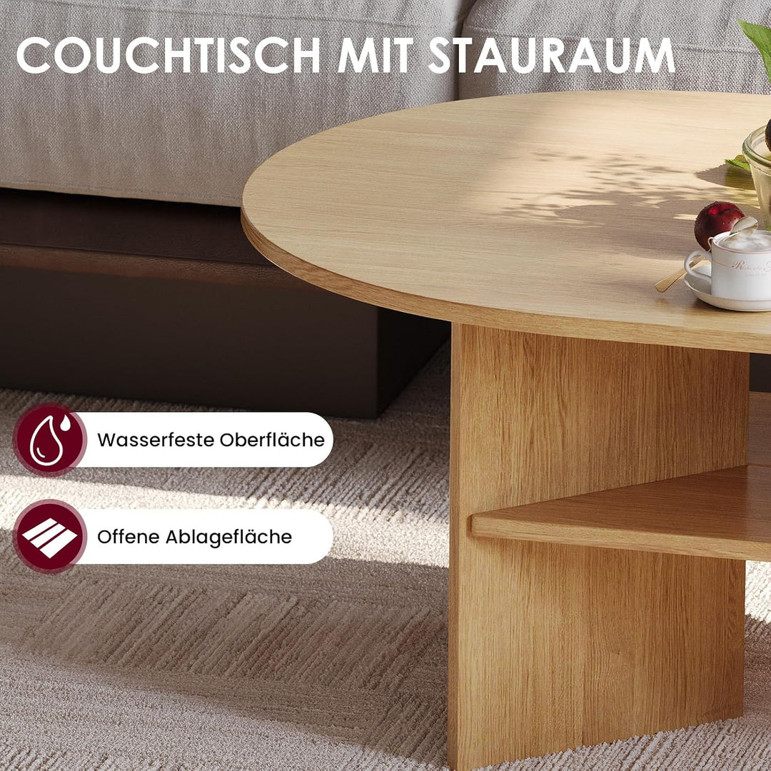 YOUDENOVA Couchtisch Ovaler Beistelltisch Holz Modern Wohnzimmertisch Coffee Table Klein Tisch für W