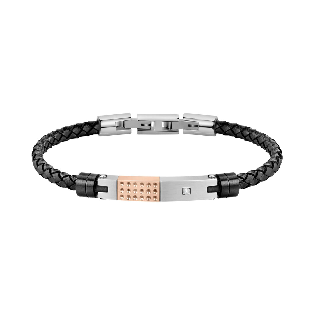 Morellato Herrenarmband, Kollektion Moody, aus Leder, Schwarz-IP, Edelstahl - SQH21, Edelstahl