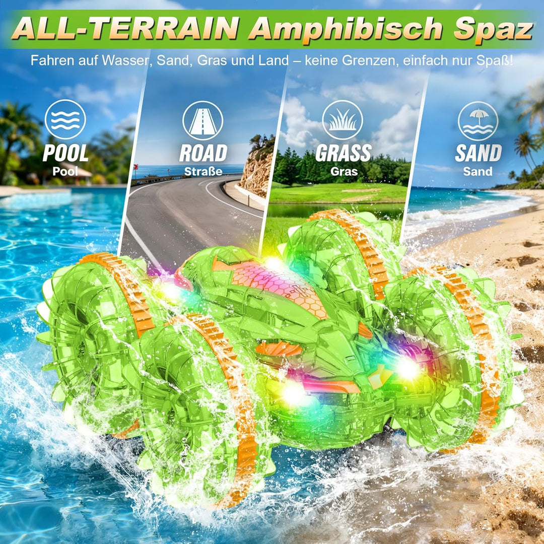 MidiVix Amphibienfahrzeug Ferngesteuertes Auto, 90 Min Spielzeit, 2.4GHz Double-Sided Stunt RC Auto
