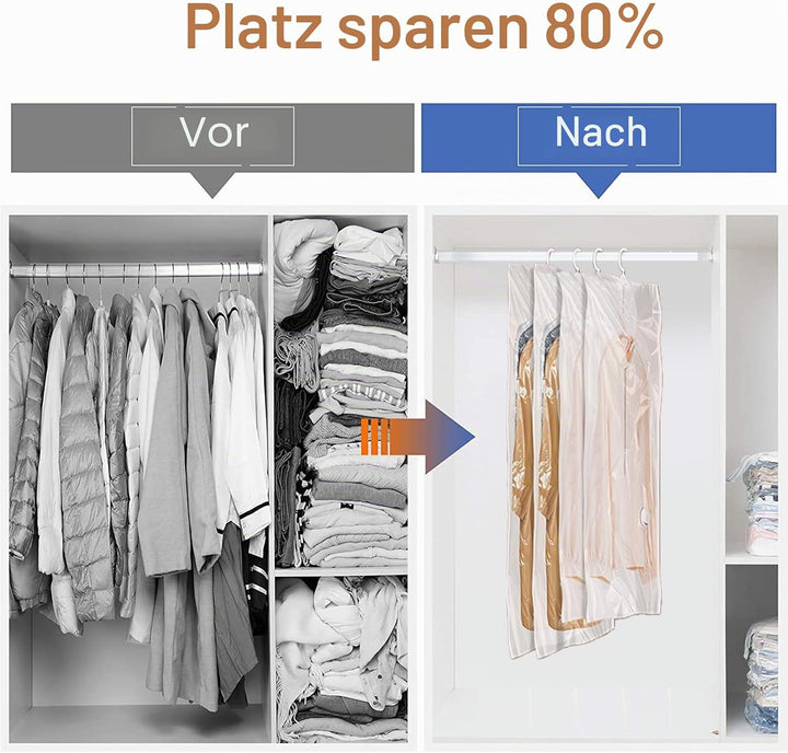 Flintronic Vakuumbeutel für Kleidung, 6 Stück Vakuumbeutel zum Aufhängen, Vakuumbeutel für Kleidung,