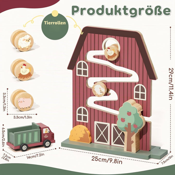Lehoo Castle Motorikspielzeug ab 1 Jahr, Montessori Kugelbahn Holz