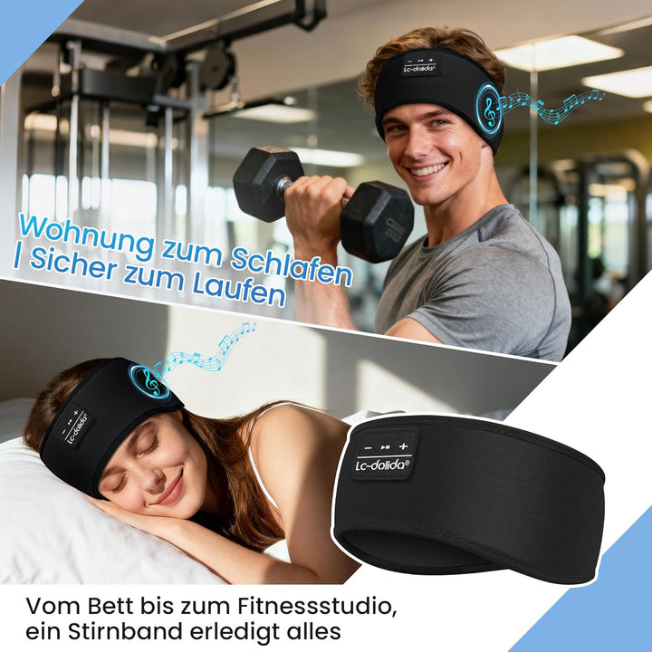 LC-dolida Schlafkopfhörer Bluetooth Stirnband Kopfhörer, Ultraweiche Bambus-Baumwoll Schlafkopfhörer