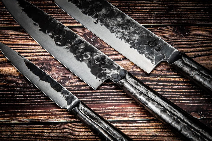 Forged Brute Messerset 3-teilig, handgefertigt, in Holzkiste