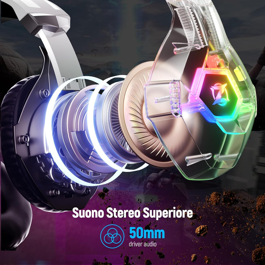 Ozeino Gaming-Headset mit weichem Mikrofon, klarer Surround-Sound, verstellbare Kopfhörer, leicht un