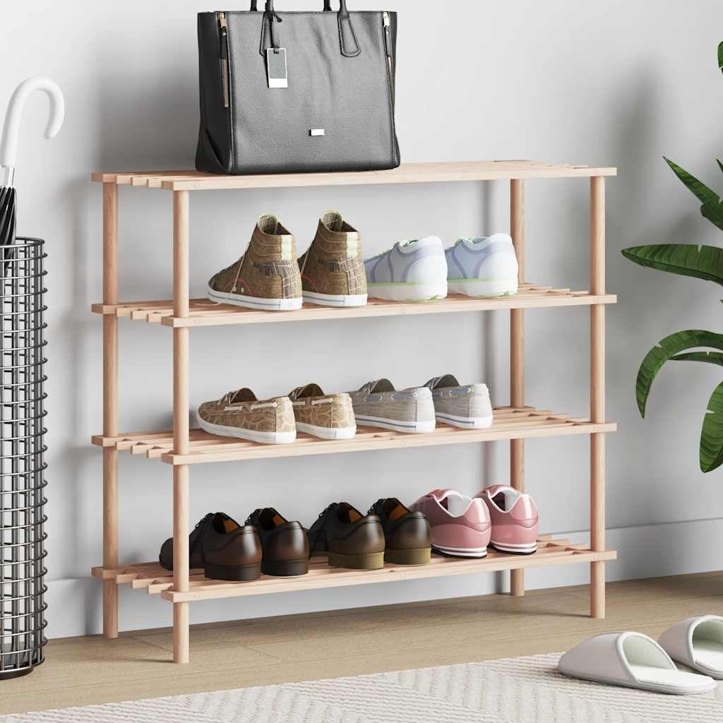 Schuhregal mit 4 Böden aus massivem Tannenholz, platzsparender Organizer für Flur und Eingangsbereic