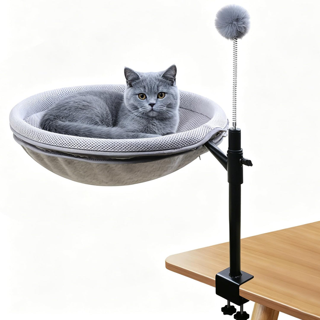 Katzenbett für Schreibtisch, 360° Drehbar＆Höhenverstellbar, 40lbs