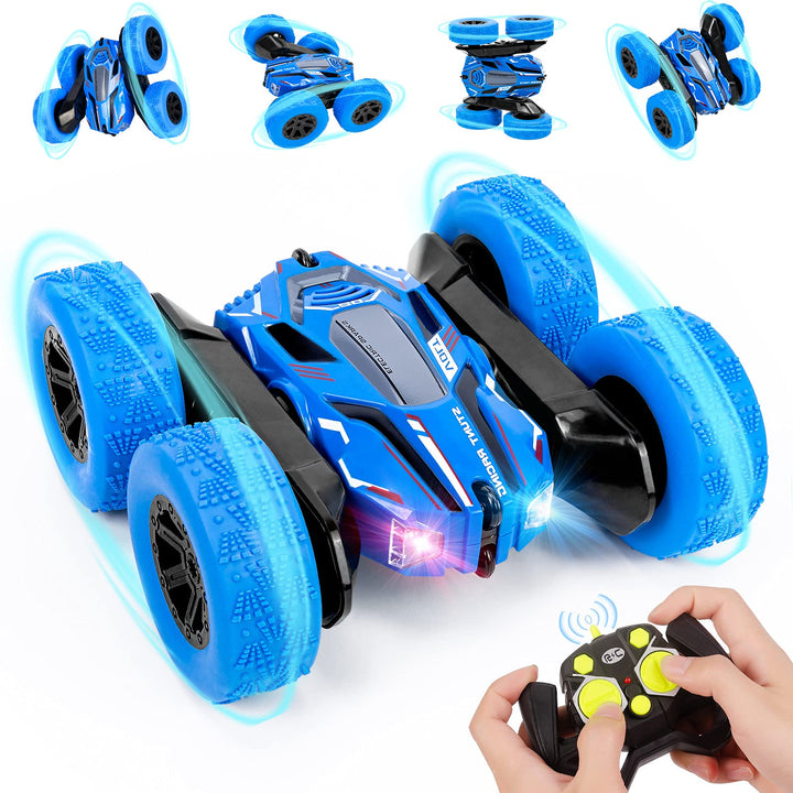 Ferngesteuertes Auto für Kinder RC Stunt 4WD 2.4 Ghz Fernbedienung 360° Flip Offroad mit Zwei auflad