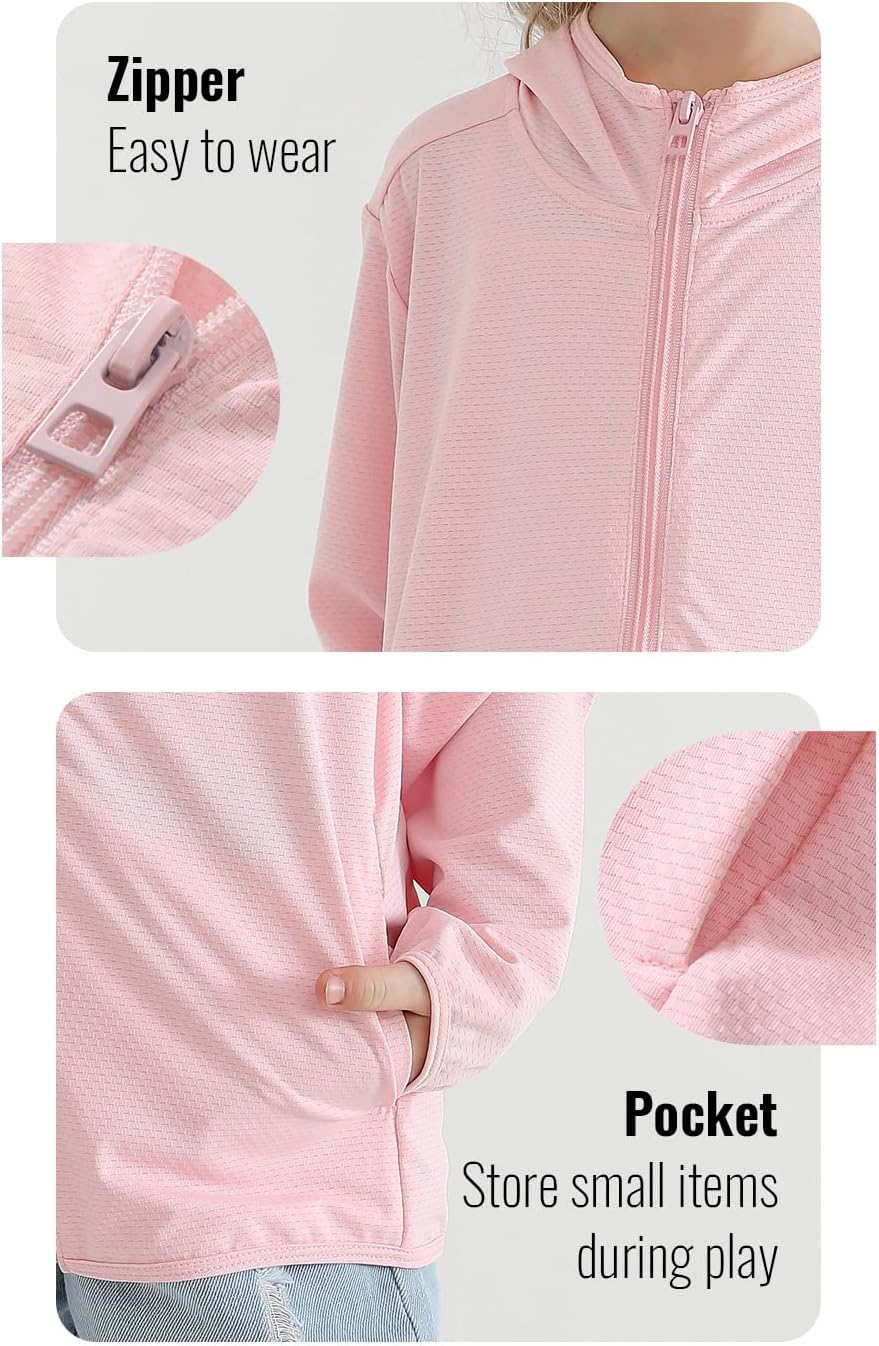 Kinder Athletic Hoodie Dry Fit Sonnenschutz Sweatshirt Daumenlöcher 3–12 Jahre Himmelblau 10-12 Jahr