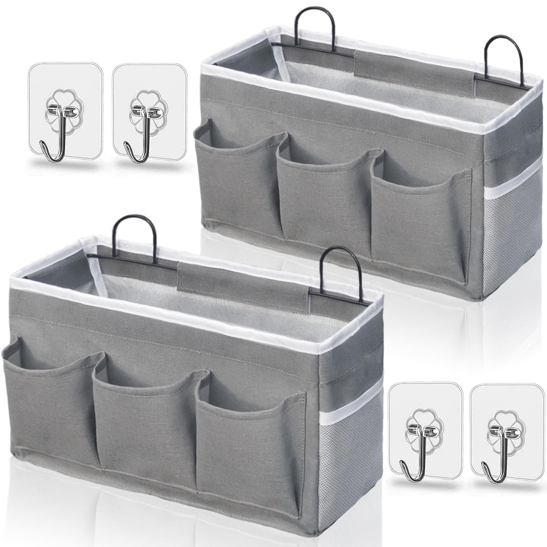 Grosse Wand-Organizer-Tasche mit 3 Taschen, Leinenstoff, Aufbewahrungskörbe mit Taschen, wasserdicht