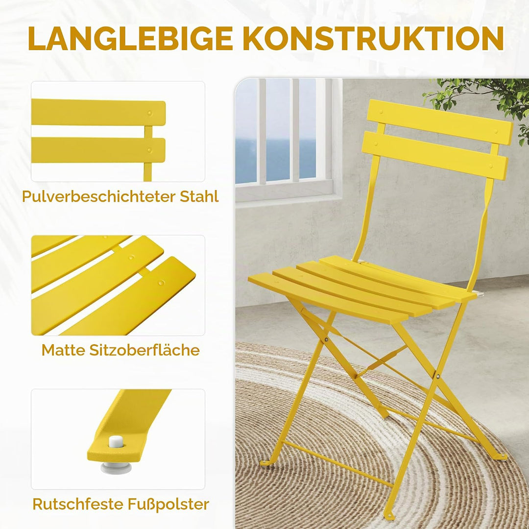 Grand patio Bistro Set 3 Stück, Gartenmöbel Set, Sitzgruppe 2 Stühle und 1 Tisch, Premium Stahl, Kla