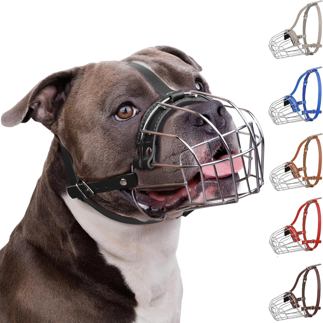 BRONZEDOG Pitbull Maulkorb für Hunde, atmungsaktiv, Metallkorb für grosse Hunde, Amstaff Staffordshi