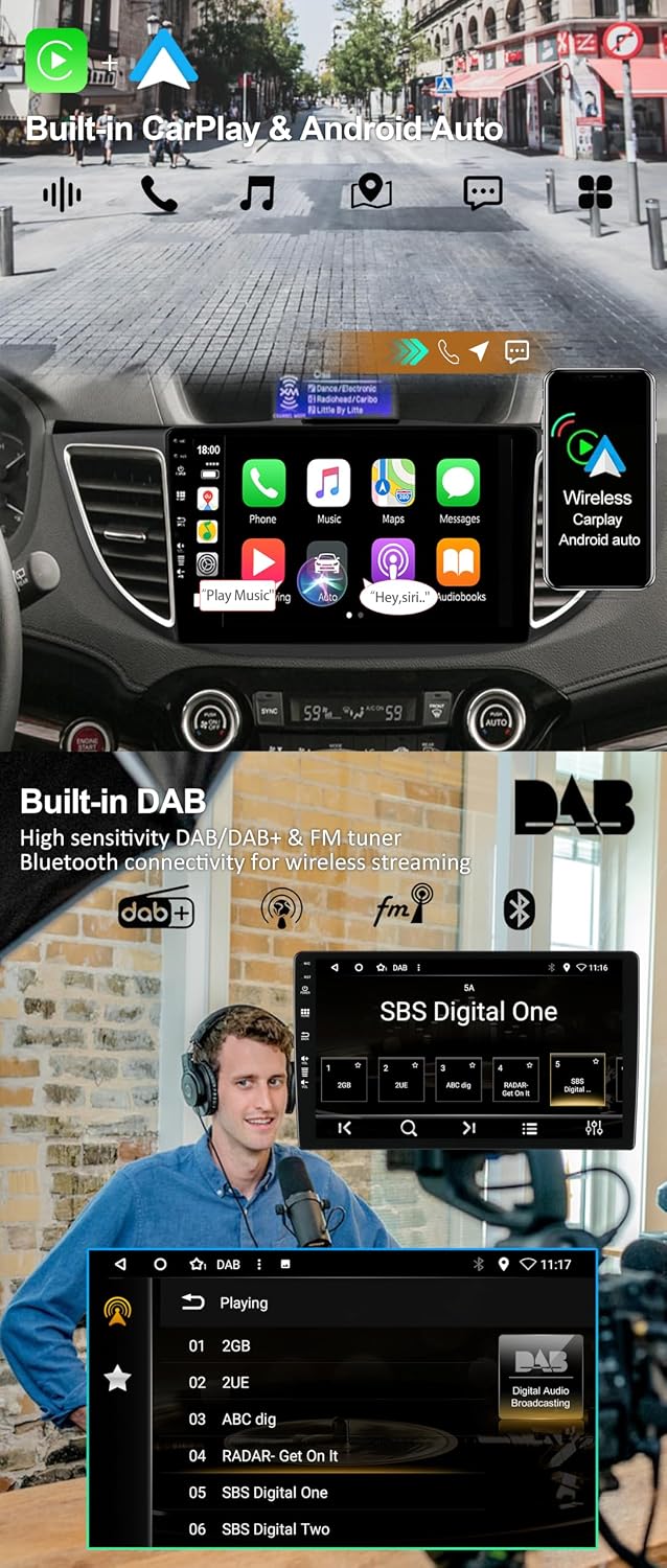 Android 16 - [Eingebaut DAB] - IPS Autoradio für Honda CRV (2012-2016) - Kabellos Carplay/Android Au