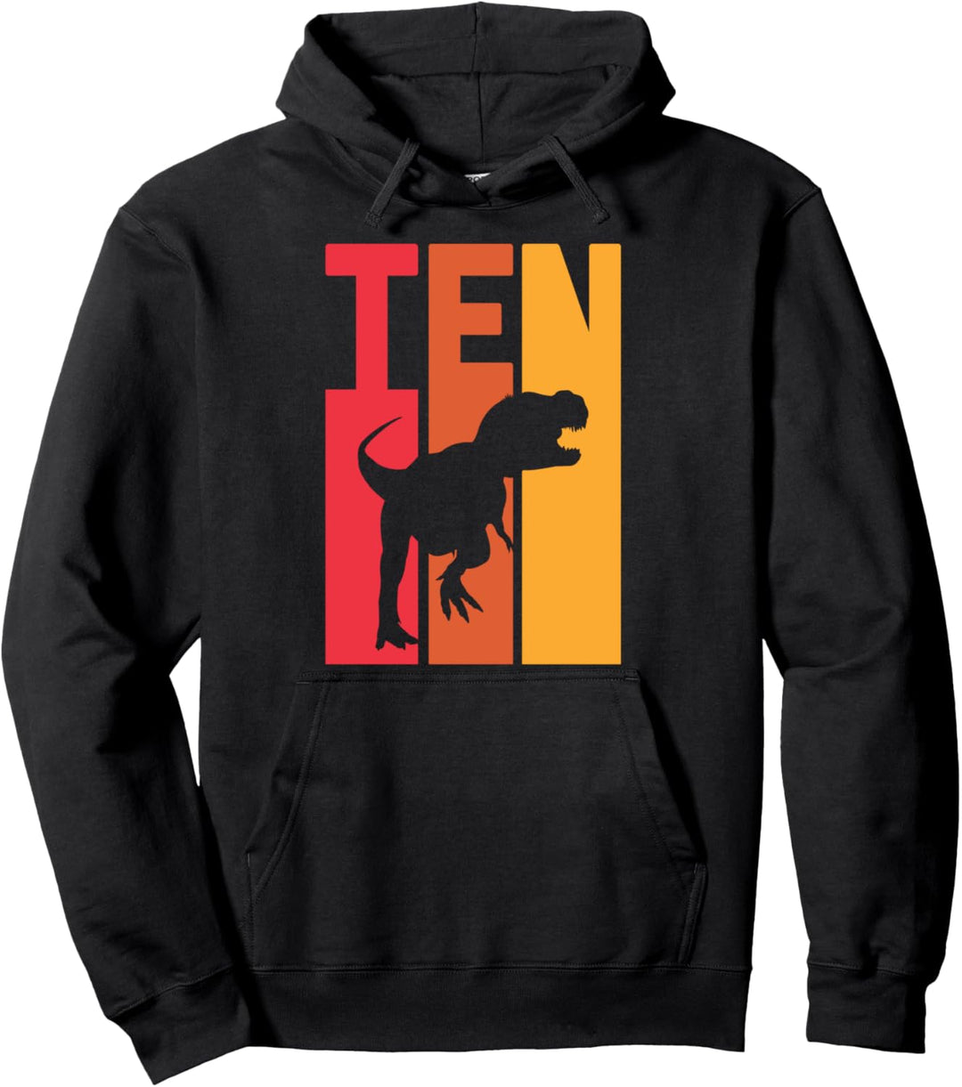 10. Geburtstag Retro Dino Junge Mädchen Dinosaurier Pullover Hoodie