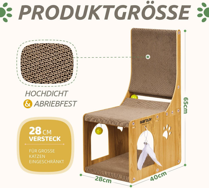 Kratzbrett Katzen Kratzpappe 2 in 1 Katzenkratzbrett für Wand und Ecke Kratz Katzen mit Ballspielzeu