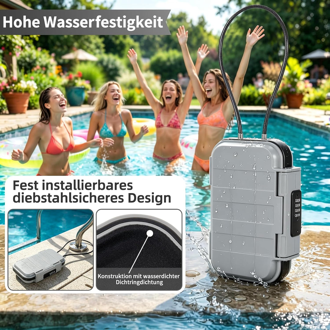 OUUTMEE Tragbare Tresor mit Zahlenschloss Strandsafe 24 x 14 x 5,8 cm Strandtresor zum Anketten,Geei