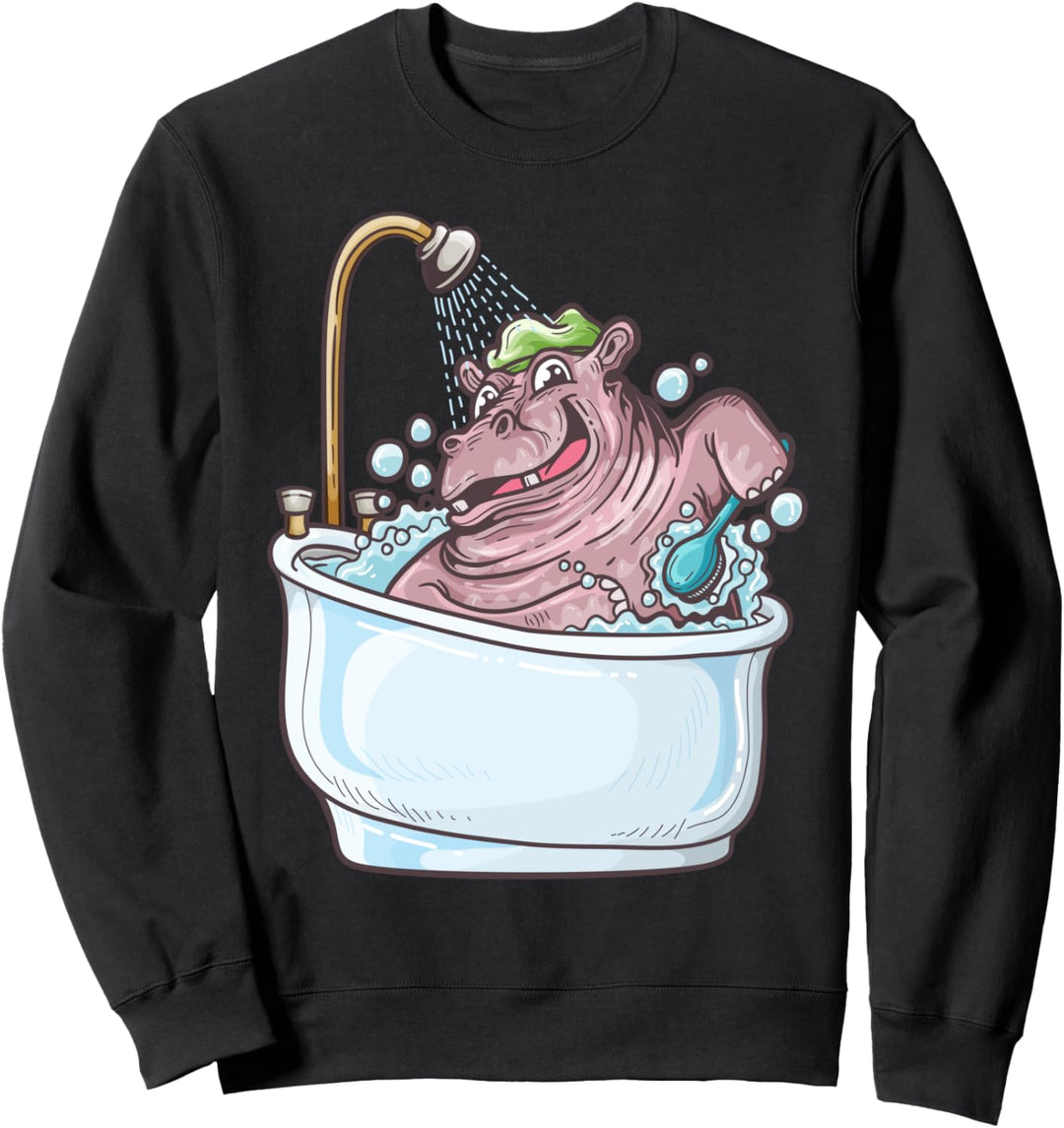 Funny Hippo Shower Bubble Bath Tub Hippopotamus Sweatshirt